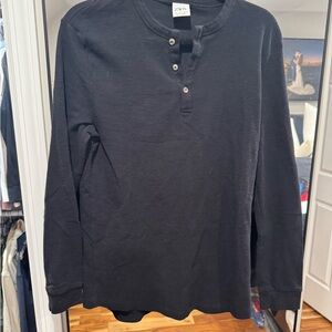 Zara Men's Long Sleeve Black Henley Shirt